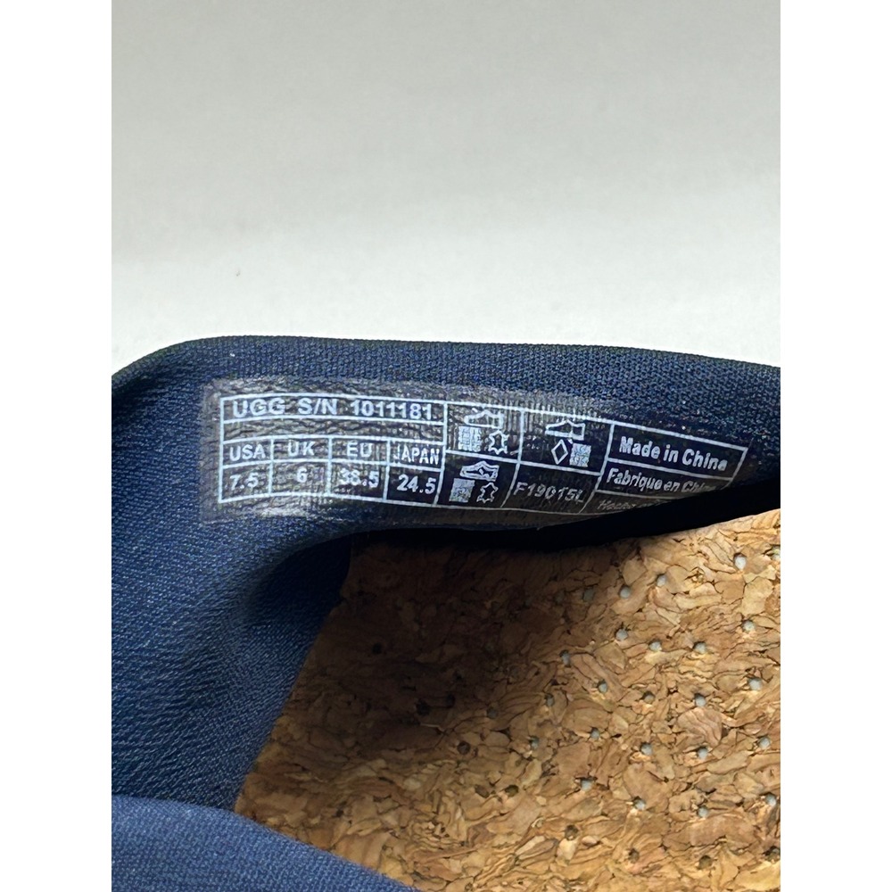 UGG Navy Blue Espadrille Wedge Sandals Ankle Tie Zipper 1011181 Womens 7.5 - Picture 3 of 11